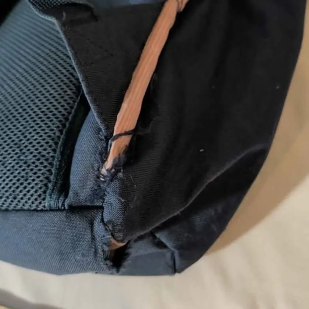 Herschel Supply Co Little America Backpack Navy Blue Tan Leather Trim Bookbag